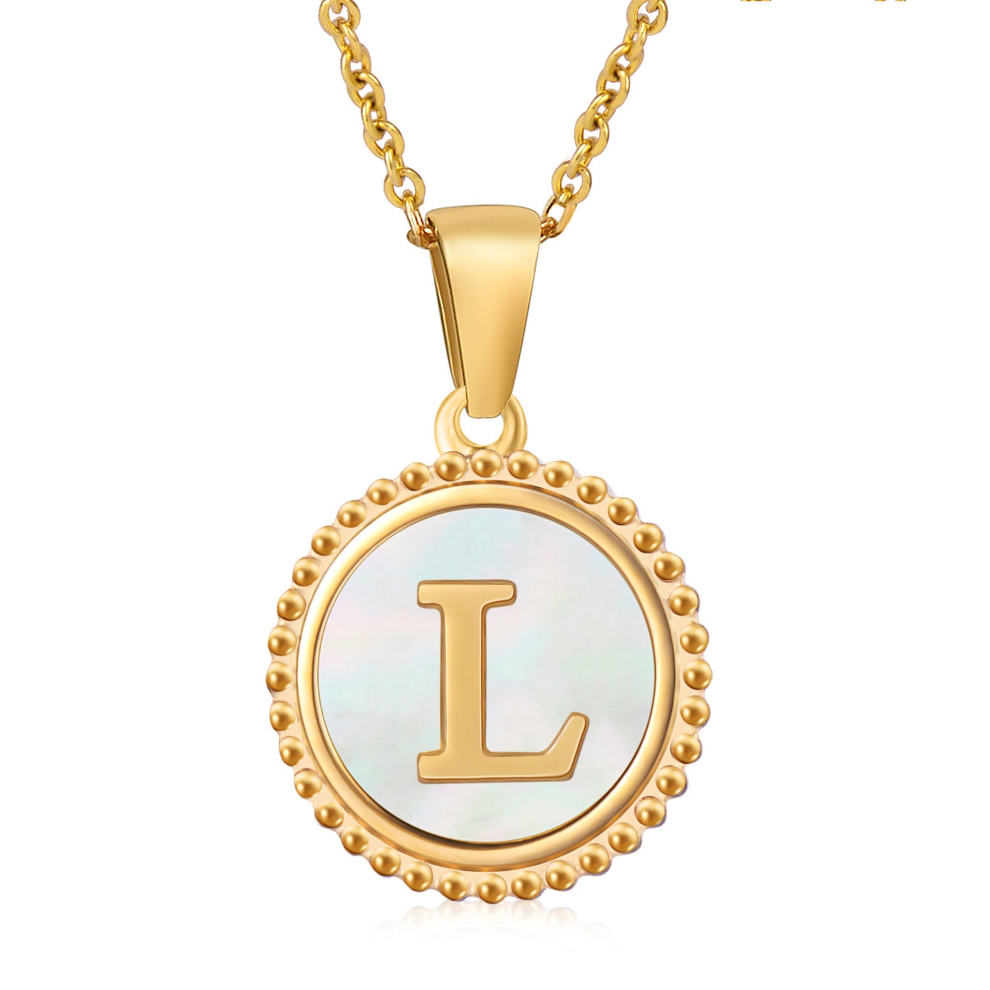 Round Shell Initials Necklace