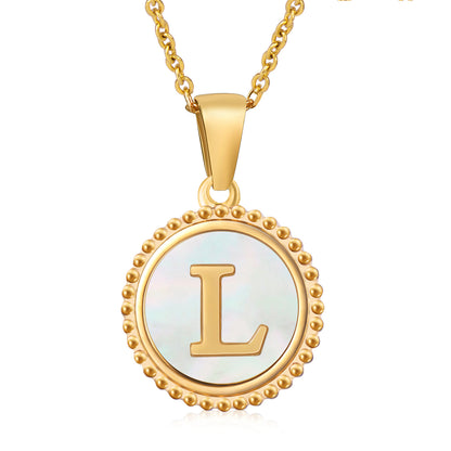 Round Shell Initials Necklace