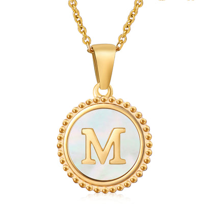 Round Shell Initials Necklace