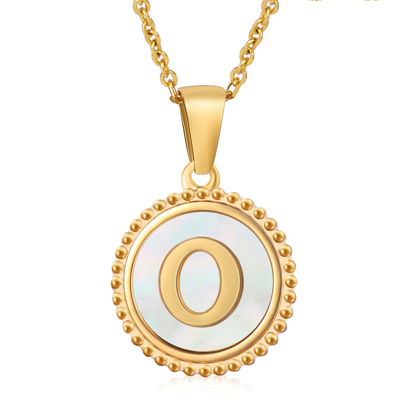 Round Shell Initials Necklace