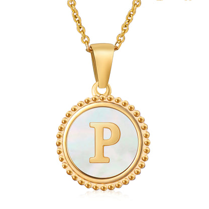 Round Shell Initials Necklace